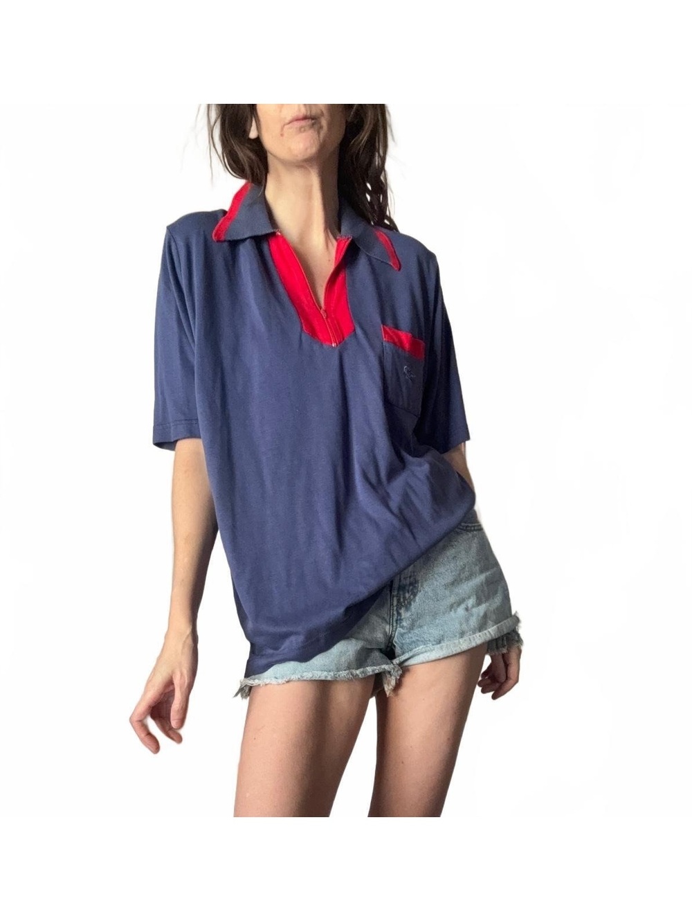 Vintage The Duffer of St. George Polo Shirt in Navy and Red